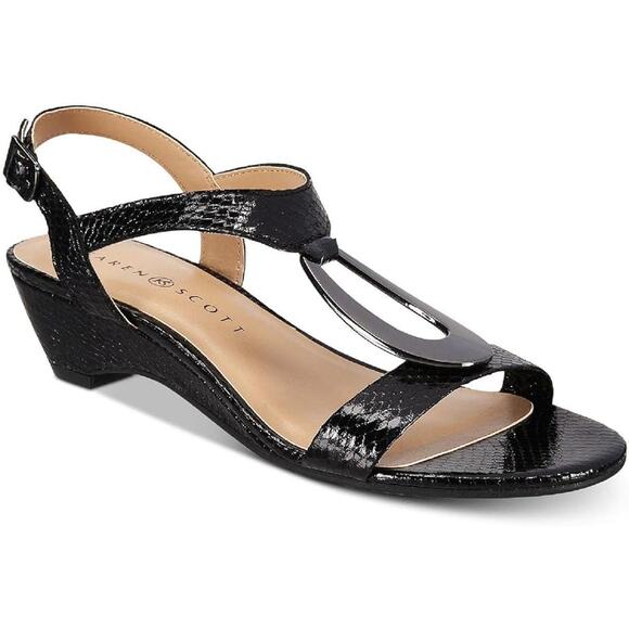 Karen Scott Carmeyy Black Strappy Wedge Sandals 6M (NWT) - Picture 7 of 7